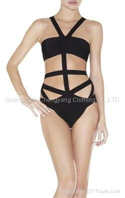 2015 hot sale sexy bandage bikini bandage dress swimsuit and beach suit 4