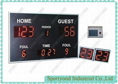 Seven Segment Electronic Basketball Scoreboard And 24 Sec Shot Clock 