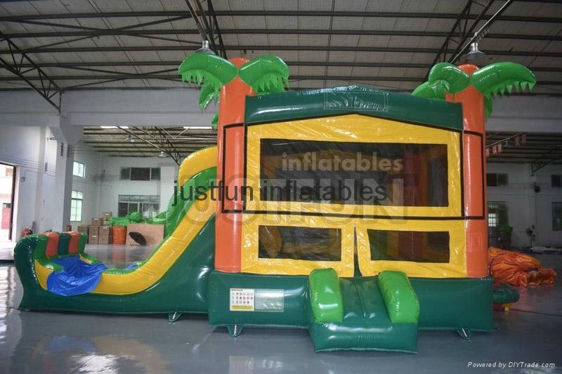 detachable banner tropical bouncer module inflatable jumping castle slide combo 