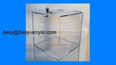 Small Clear Acrylic raffle Charity Ballot Donation Box w/lock 6 x 6 x 6Small Cle