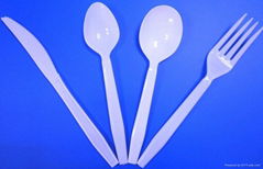 PS disposable plastic heavy duty white cutlery 