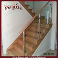 modern glass handrail for wood stairs