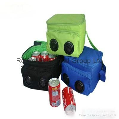 Red Recycle 600D Polyester Radio lunch Cooler bag with PP Shoulder Strap 2