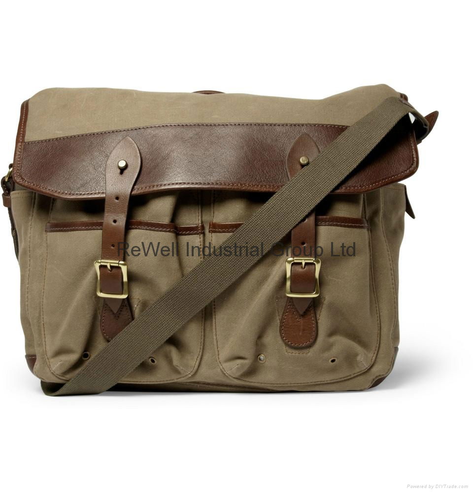 Mens Cotton Canvas Messenger shoulder bag Backpack Khaki 50 - 70L 4