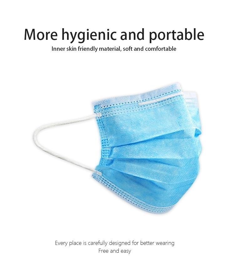 Non Woven Breathing Protection Anti Virus 3ply Disposable Face Mask 2