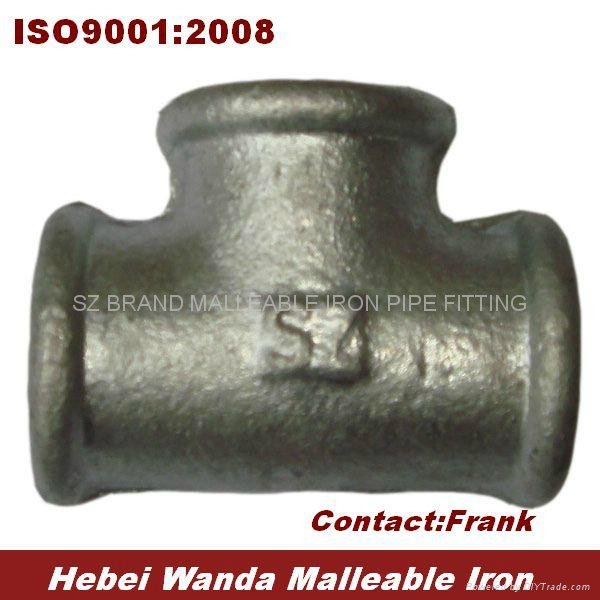 BS Thread Galvanized Malleable Iron Pipe Fitting Tee