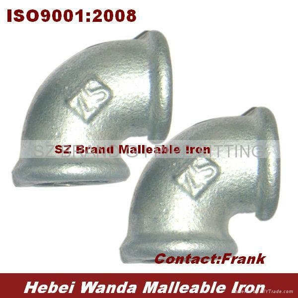 BS Thread Galvanized Malleable Iron Pipe Fitting Elbow 90