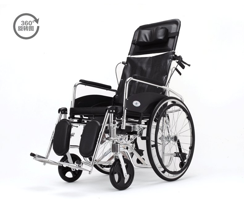 凯洋轮椅KY608LGC铝合金全躺可折叠坐便轮椅带坐便器