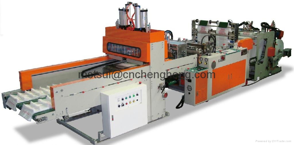 Full-automatic Double-line Hot-sealing & cutting T-shirt Bag making machine 