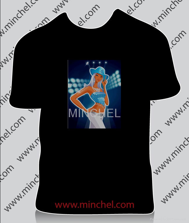 sound activated customel el t shirt/flashing el t shirt/t-shirt fashion