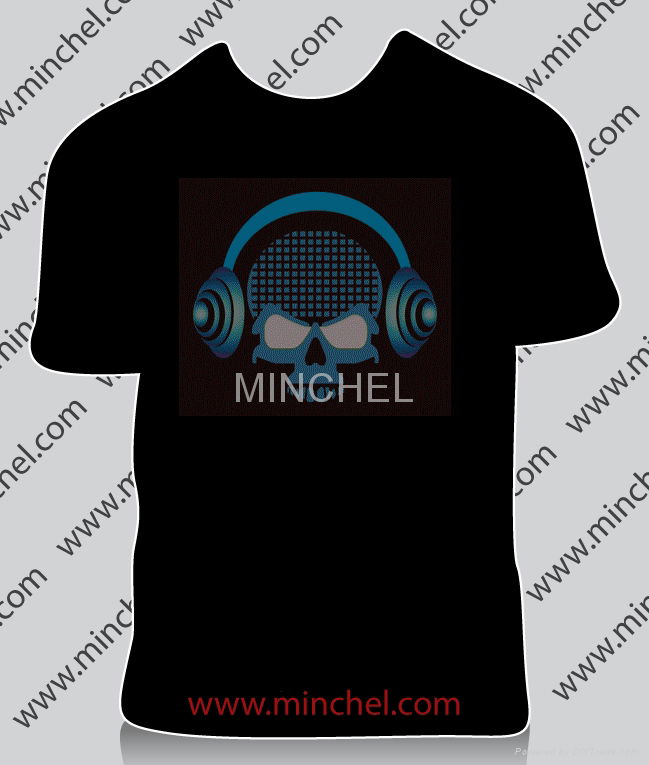 sound activated customel el t shirt/flashing el t shirt/t-shirt fashion 3