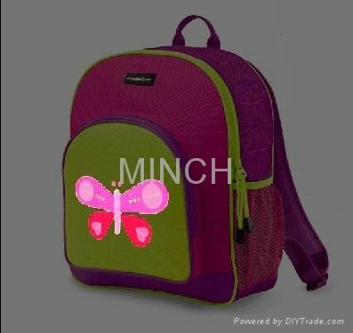 customized blingbling children backpack bag EL panel flash lighting sound music  2