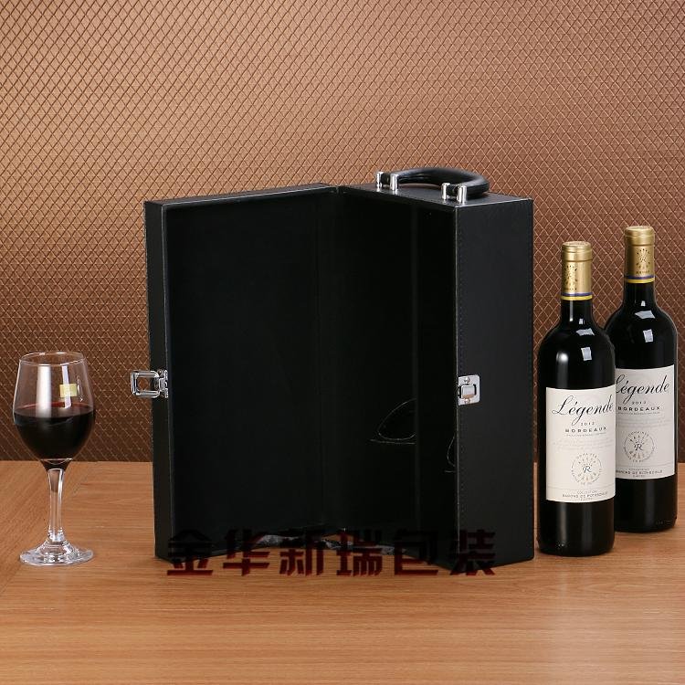 紅酒盒 紅酒包裝盒 葡萄酒盒 雙瓶裝紅酒皮盒 2