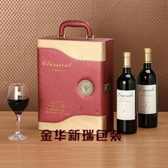 義烏工廠生產熱銷雙瓶裝皮質紅酒盒 