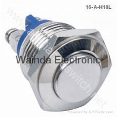 2016 Hot Sale 16mm Waterproof Metal Push Button Switch with Momentary on Manufac