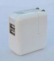 Dual USB charger with China, Japan & US plugs 2