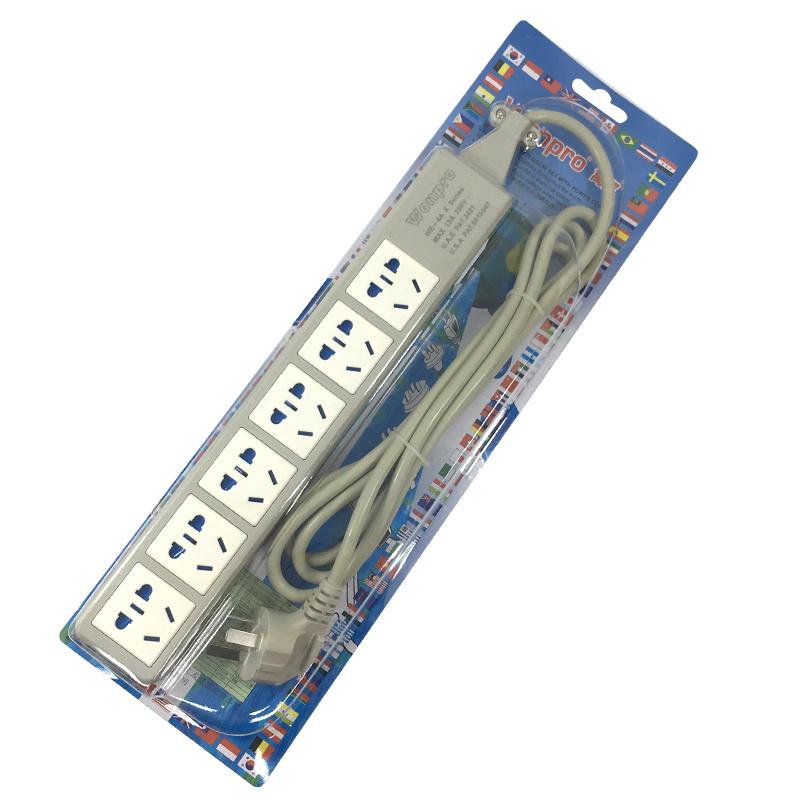 稳不落接线板WE-4A.6R16BT-D116六位R16BT孔排插10A国标