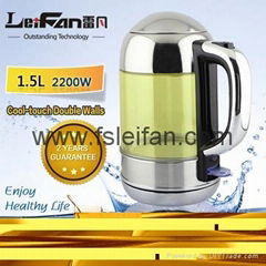 cool touch double wall water kettle with LED light