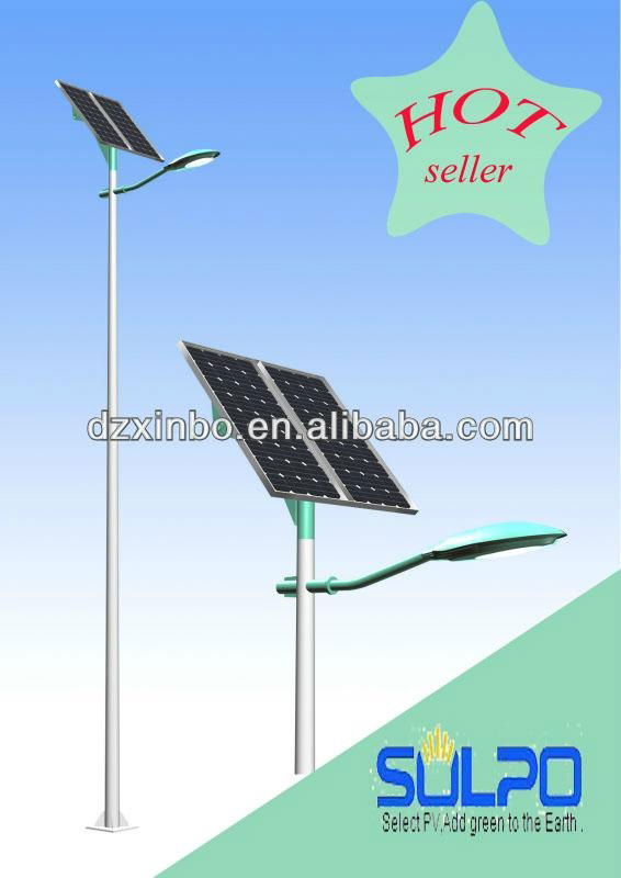 solar power LED street light system street panel lamp pole outdoor lighting 4