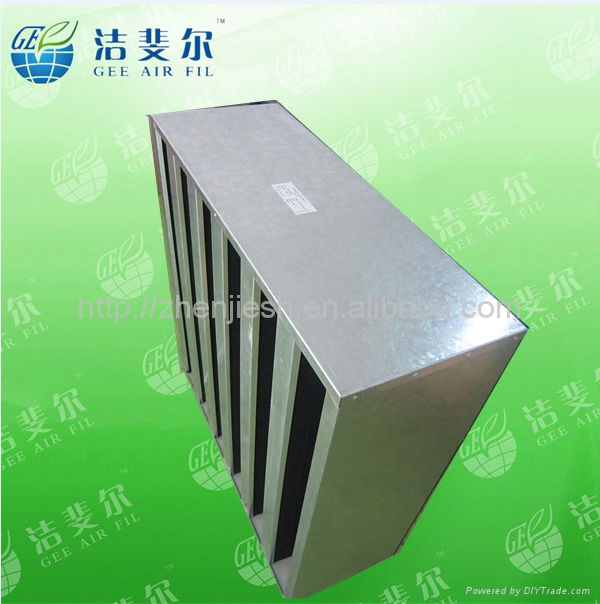 Chemical activated carbon Vv-bank air filters
