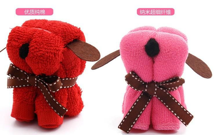 100%Cotton  Puppy Dog Towel For Wedding Valentine's Mother's Day Christmas gift 4