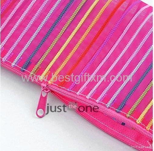 Colorful Lines Nylon Cosmetic Makeup Travel Wash Bag 4