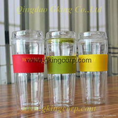 Double wall glass cup