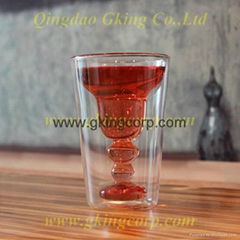 Double wall glass cup