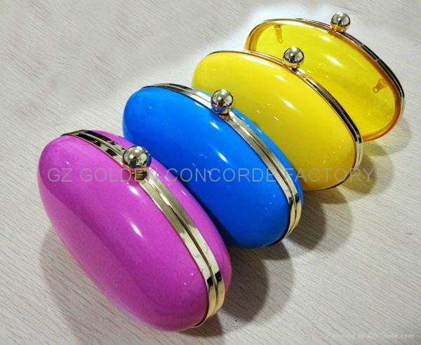 egg shape metal plastic shell handbag frame  2