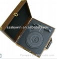 Hot portable leather Suitcase retro turntable player  1