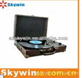 Hot portable leather Suitcase retro turntable player  3