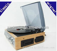 Deluxe Classic Retro wooden stereo audio record player