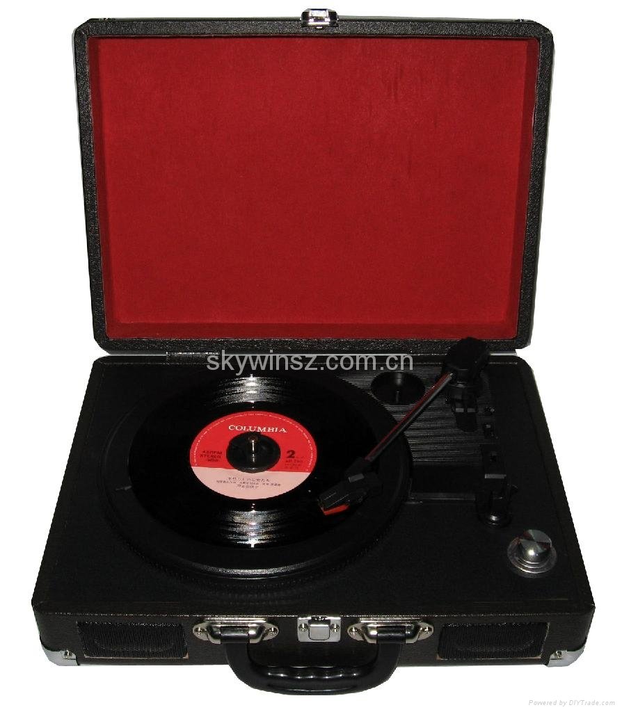 PU leather suitcase gramophone players,portable turntable player 