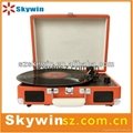 PU leather suitcase gramophone players,portable turntable player  3