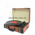 Leather suitcasesportable record player USB 3 speed Vinyl turntable 2