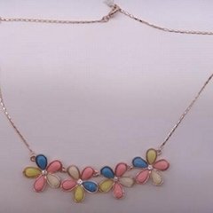 wholesale gold plated 5 petals flower alloy crystal stone jewelry necklace