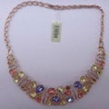 wholesale gold plated colorful crystal stone alloy jewelry necklace