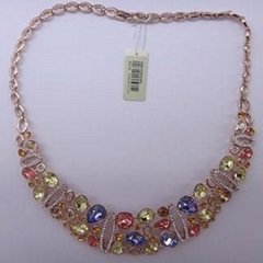 wholesale gold plated colorful crystal stone alloy jewelry necklace