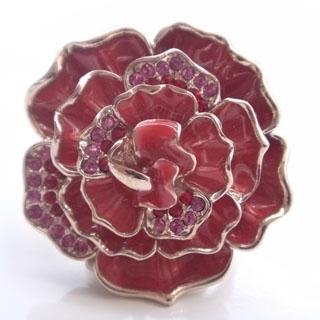new fashion gold plated red flower with crystal finger ring alloy jewelry 1