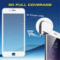 Newest 3D 9H 0.33mm silicone edge 100% cover delicate touch anti shock tempered  1
