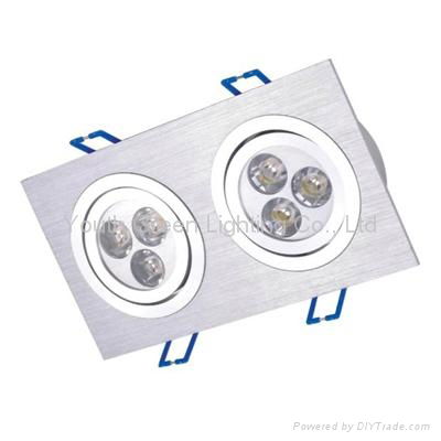 6W Square Ceiling downlight 2*3*1W Light Fixture from Youth Green Lighting Techn