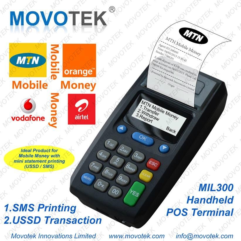 Movotek handheld wireless mobile pos terminal sms printer