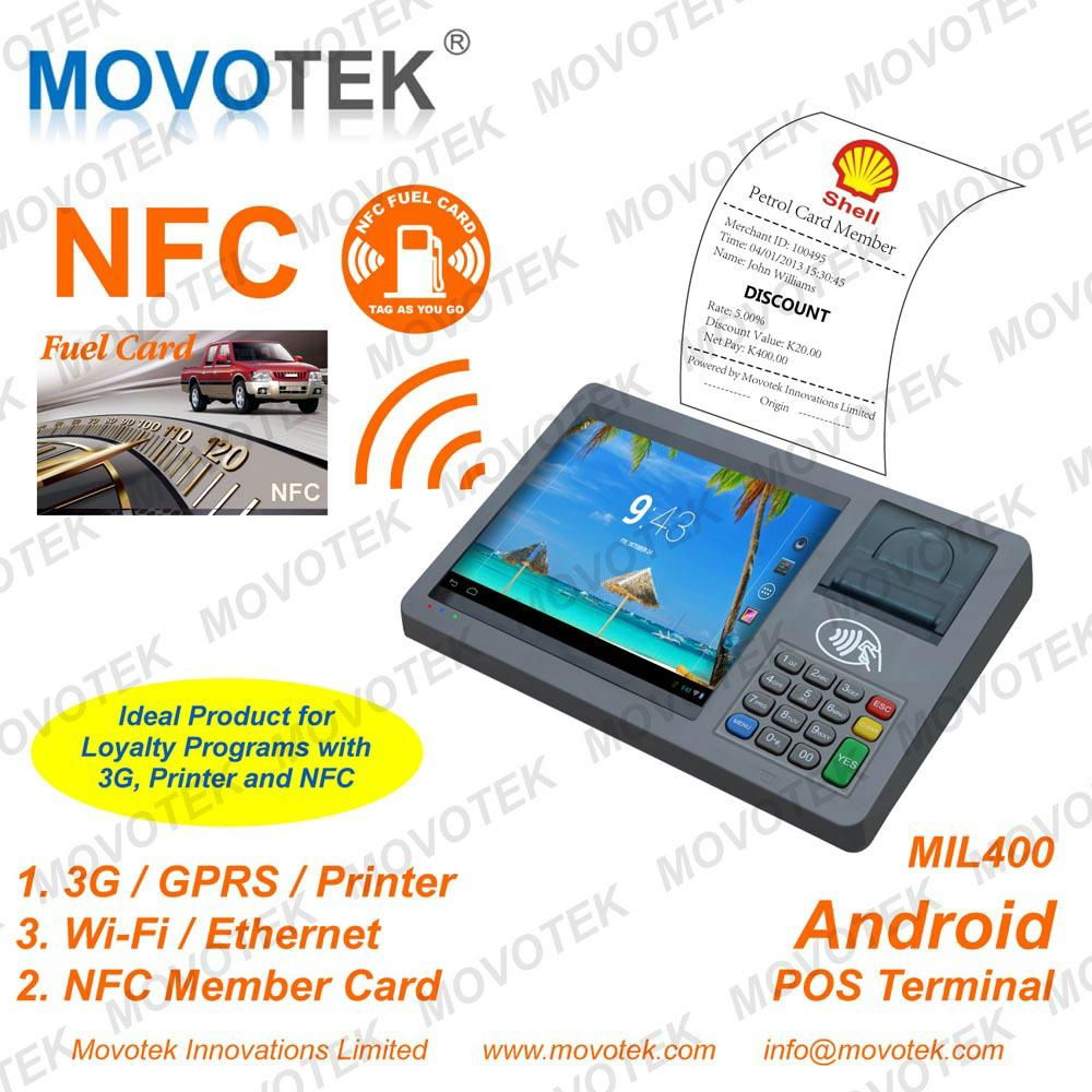Movotek Android POS Terminal with RFID NFC Barcode Reader 3G WiFi