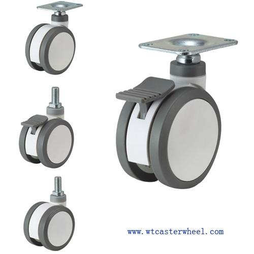 Medical twin wheel caster from 75mm 100mm 125mm