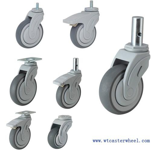 Nylon medical caster with brake and TPR