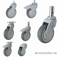 Nylon medical caster with brake and TPR