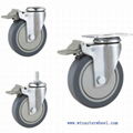 Plastic brake medical caster wheel for 3 inch 4 inch 5inch