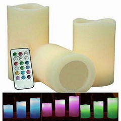 set of 3 flickering LED wax candle with timer