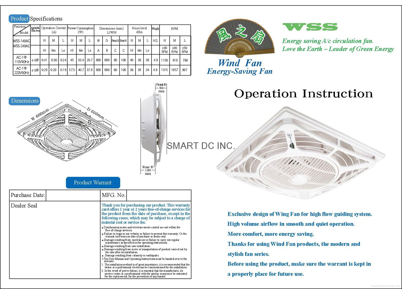 Suspended Ceiling Fan Drop Grid Type Wss 148ac Hong Kong