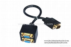 1 feet VGA to 2x VGA Video Splitter Cable 1 Male 2 Female with warranty